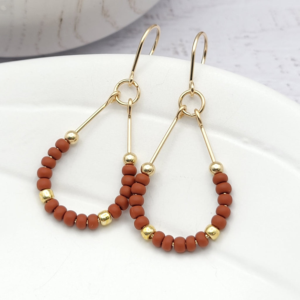 Lane - Gold & Burnt Sienna Earrings Bijou by SAM
