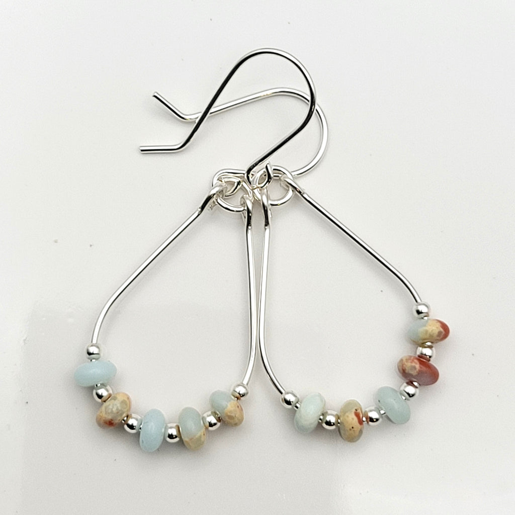 Lane - Silver & Aqua Terra Jasper Earrings Bijou by SAM   