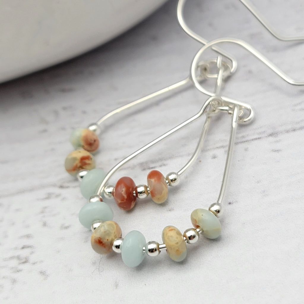 Lane - Silver & Aqua Terra Jasper Earrings Bijou by SAM