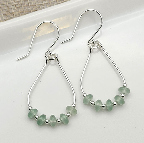 Lane - Silver & Green Aventurine Earrings Bijou by SAM