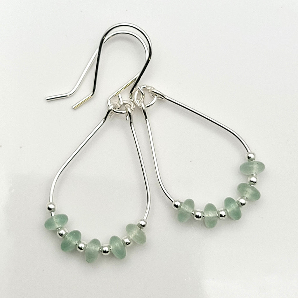 Lane - Silver & Green Aventurine Earrings Bijou by SAM   