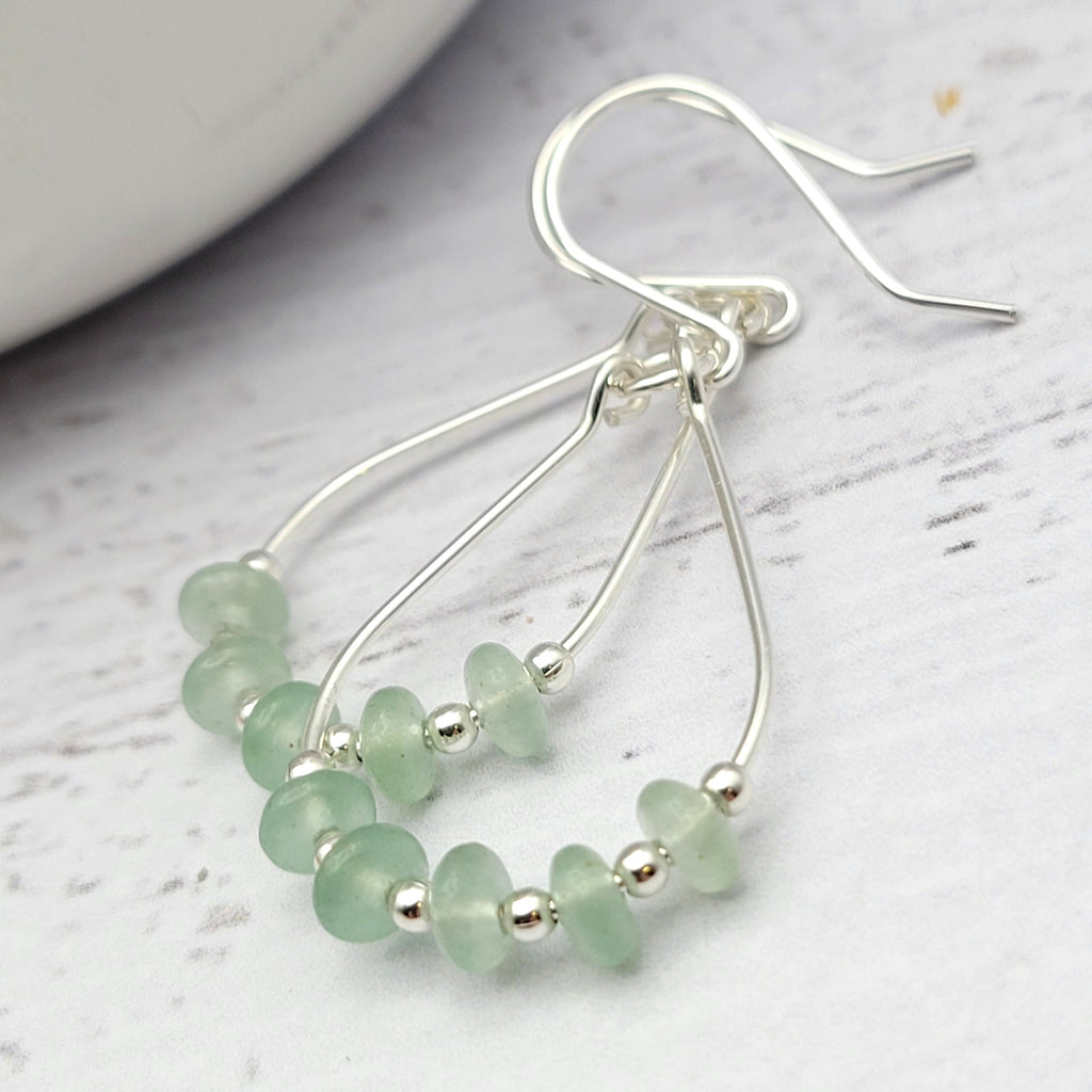 Lane - Silver & Green Aventurine Earrings Bijou by SAM