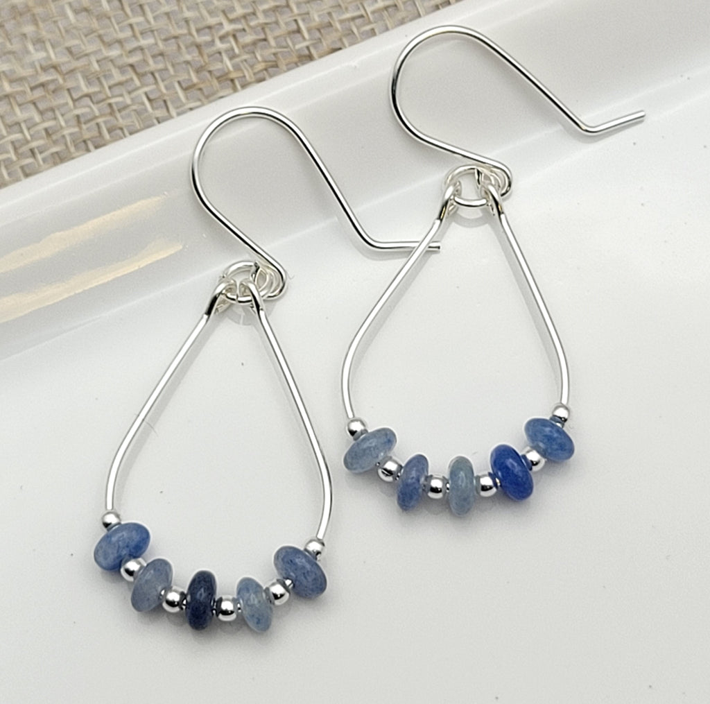 Lane - Silver & Blue Aventurine Earrings Bijou by SAM
