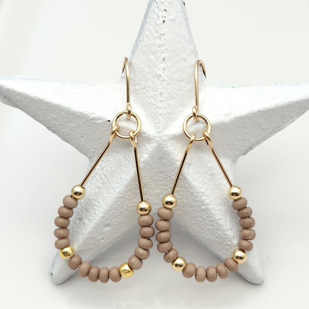 Lane - Gold & Taupe Earrings Bijou by SAM