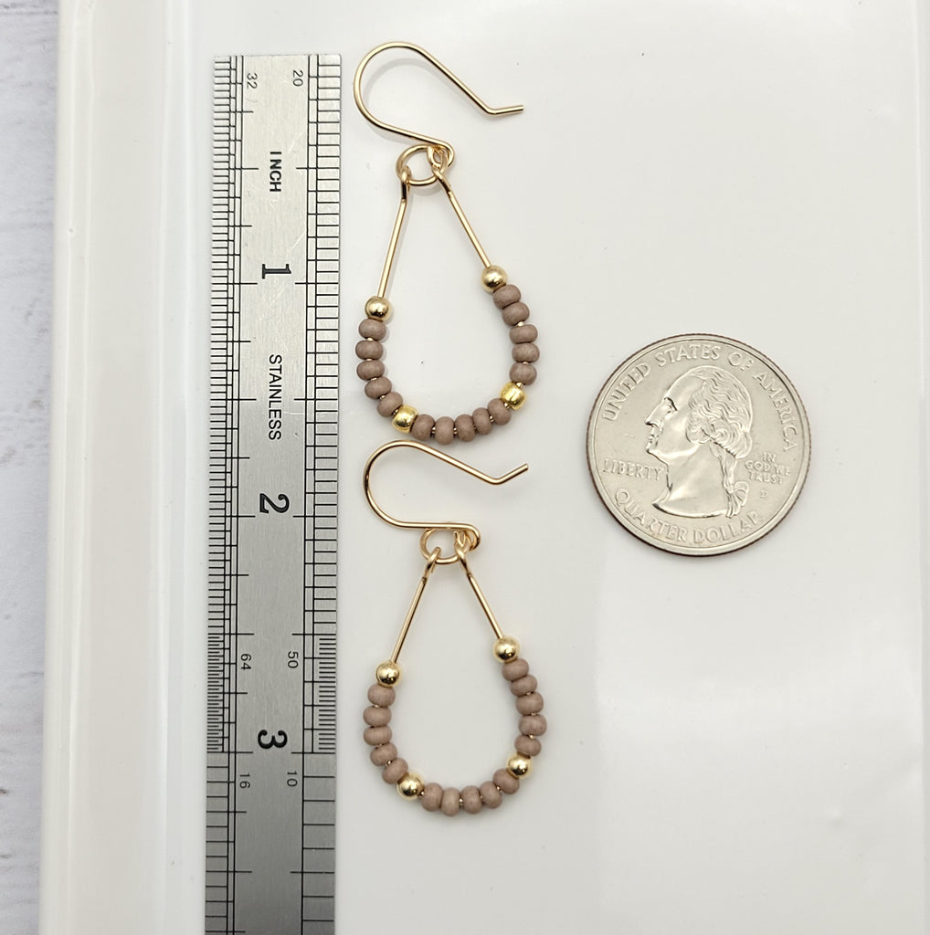 Lane - Gold & Taupe Earrings Bijou by SAM