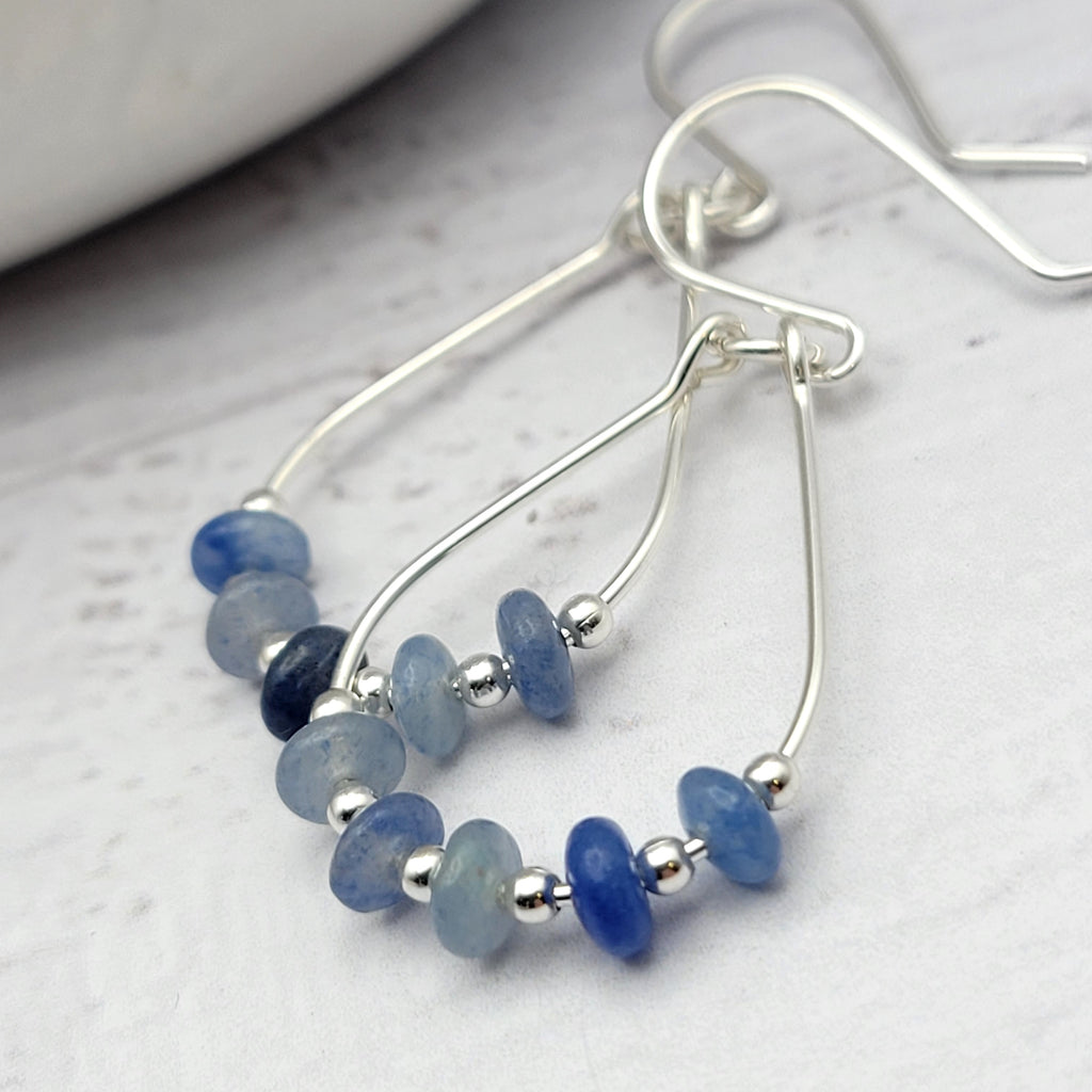 Lane - Silver & Blue Aventurine Earrings Bijou by SAM