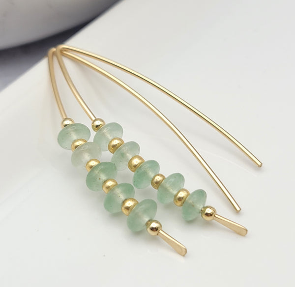 Wish - Gold & Green Aventurine Earrings Bijou by SAM