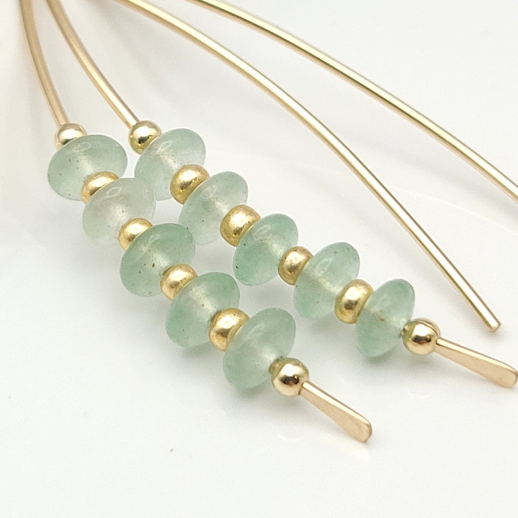Wish - Gold & Green Aventurine Earrings Bijou by SAM