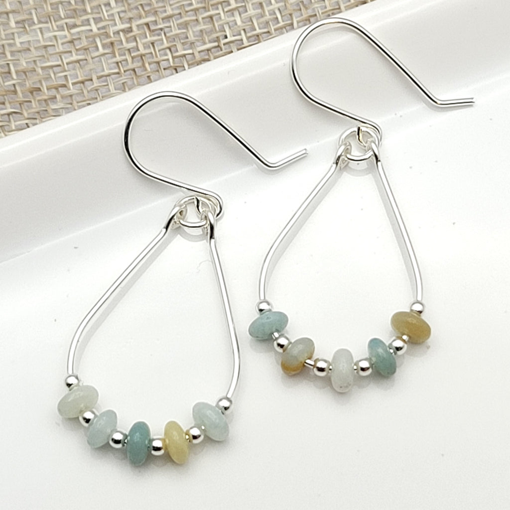 Lane - Silver & Amazonite Earrings Bijou by SAM