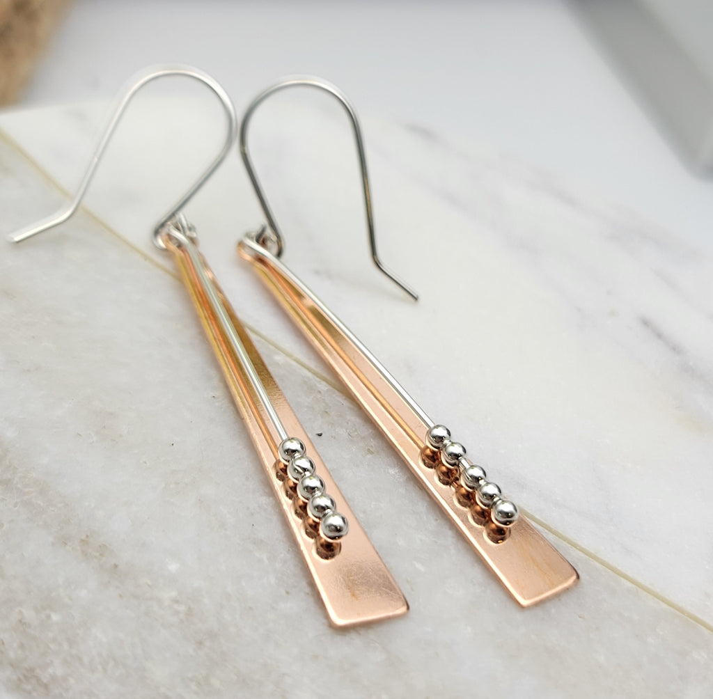 Copper - Long Triangles Earrings Bijou by SAM