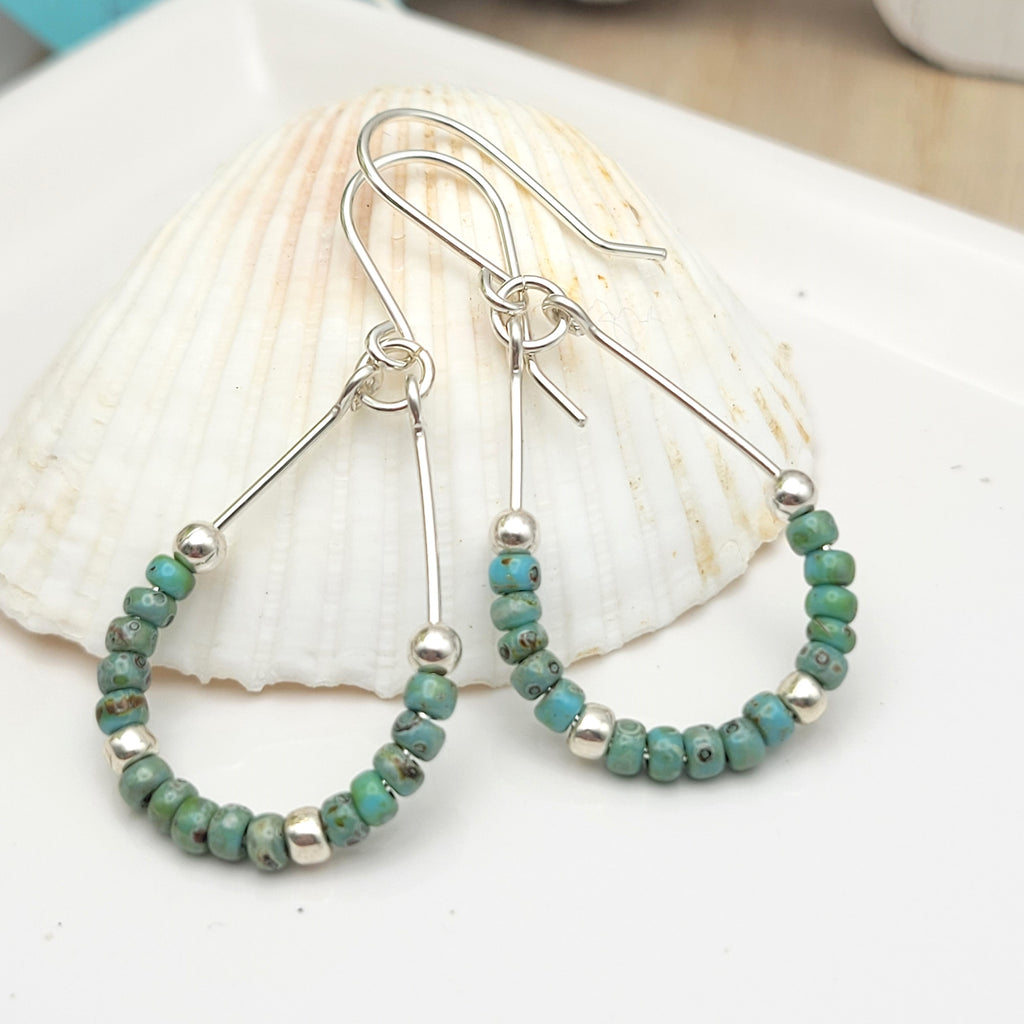 Lane - Silver & Turquoise Earrings Bijou by SAM