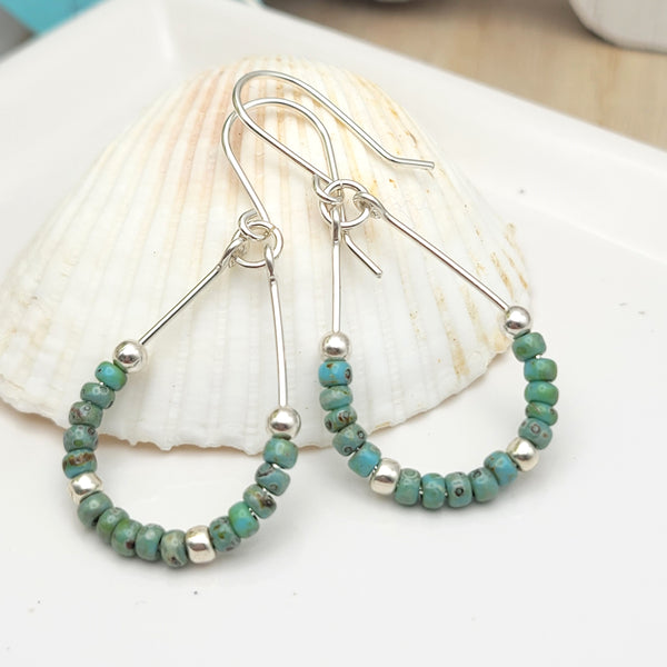 Lane - Silver & Turquoise Earrings Bijou by SAM