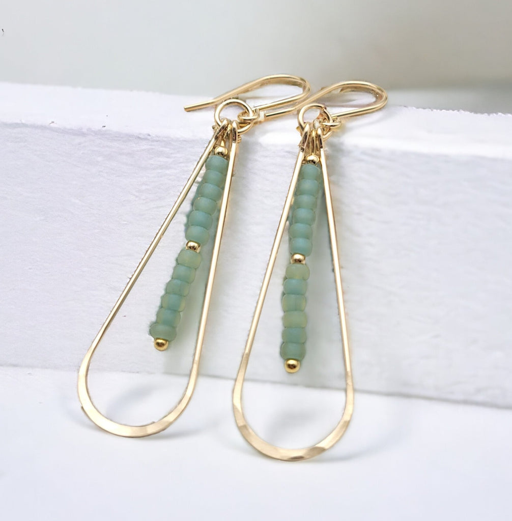 Harley - Gold & Sea Glass Hoops Earrings Bijou by SAM
