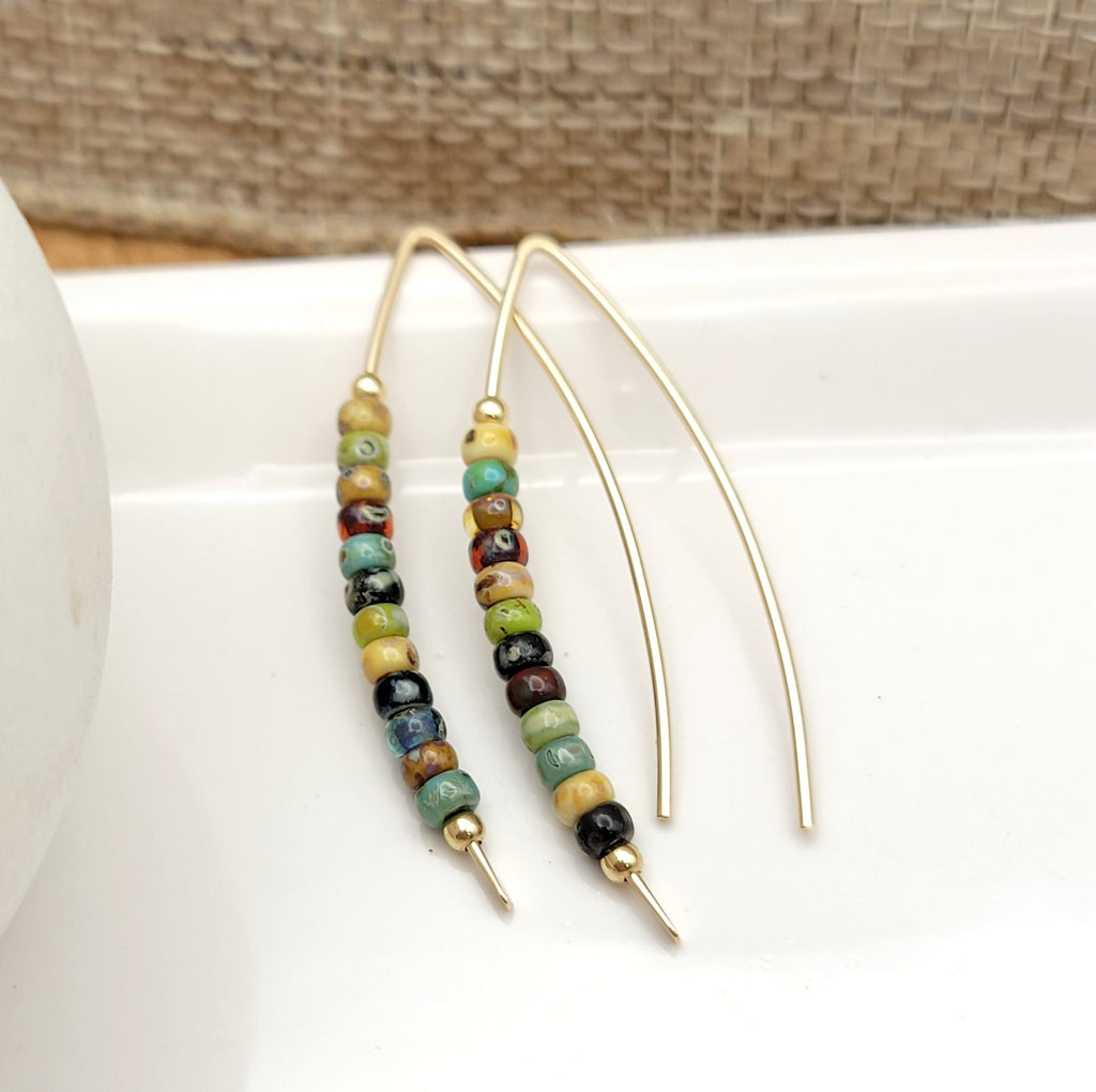 Wish - Colorful Gold Beaded Threaders Earrings Bijou by SAM