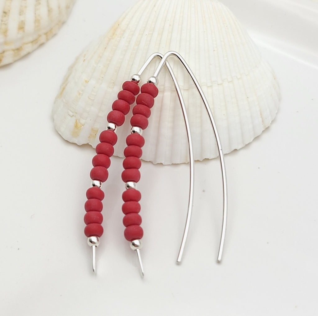 Wish - Red Miyuki Beads Earrings Bijou by SAM