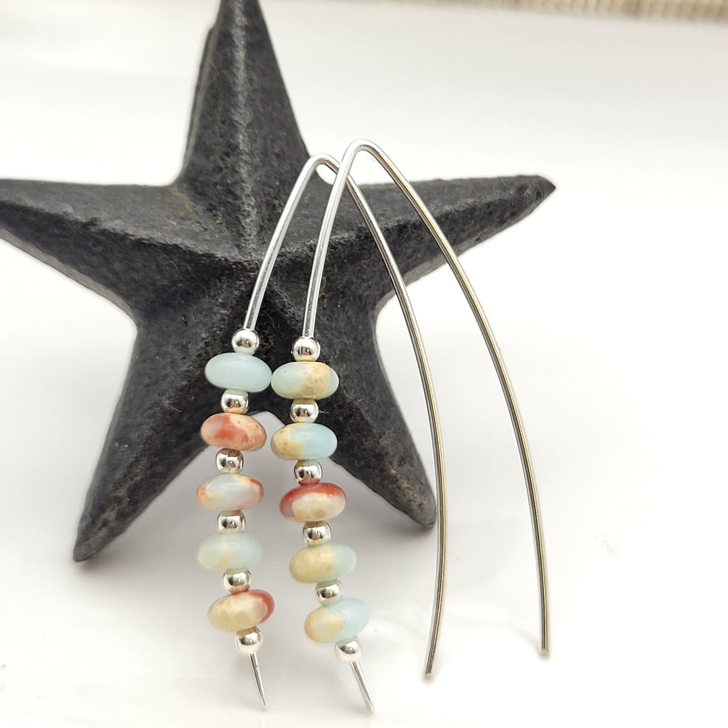 Wish - Silver & Aqua Terra Jasper Earrings Bijou by SAM
