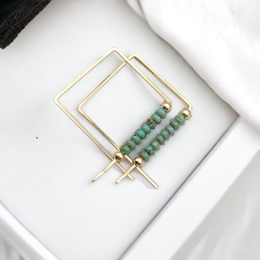 True - Gold & Turquoise Earrings Bijou by SAM