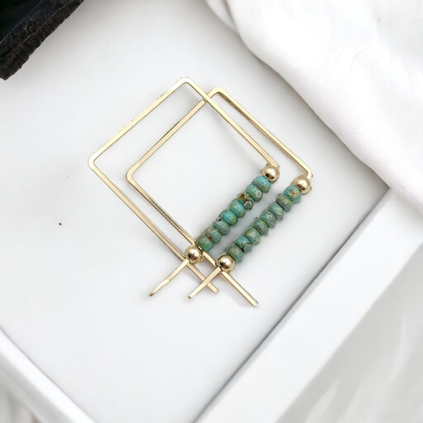 True - Gold & Turquoise Earrings Bijou by SAM