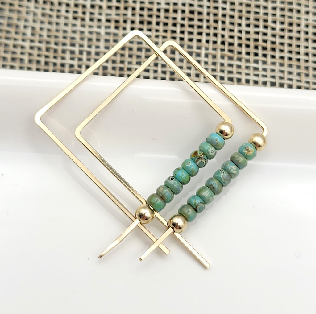 True - Gold & Turquoise Earrings Bijou by SAM
