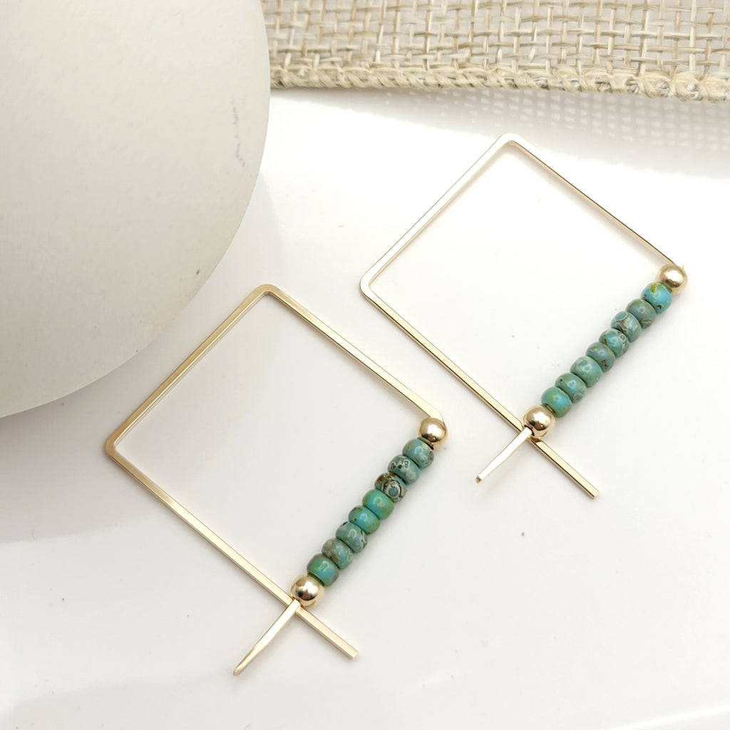 True - Gold & Turquoise Earrings Bijou by SAM