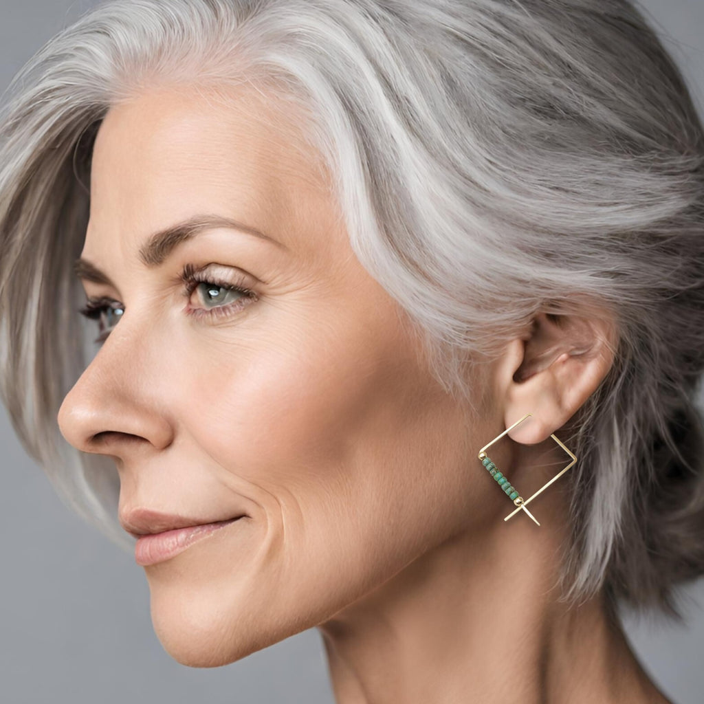 True - Gold & Turquoise Earrings Bijou by SAM