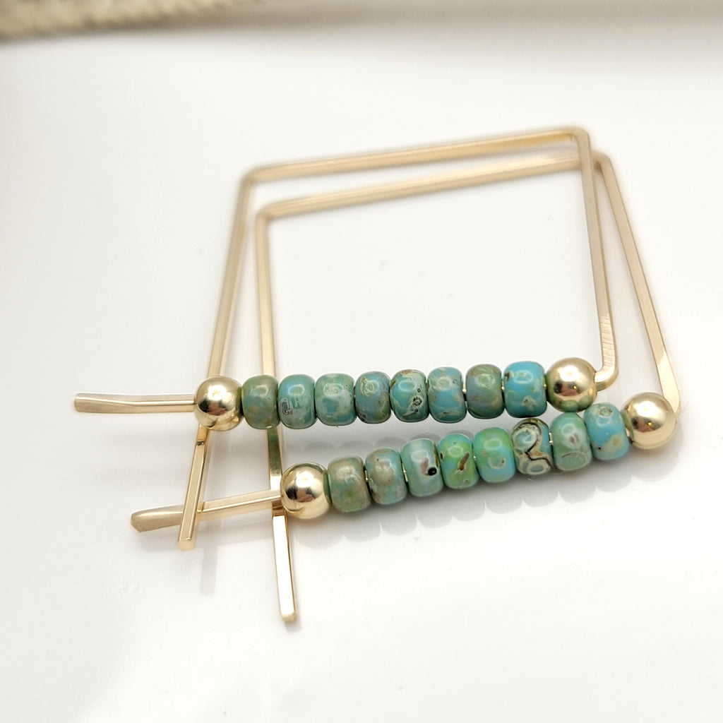 True - Gold & Turquoise Earrings Bijou by SAM