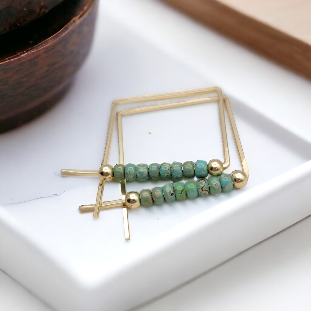 True - Gold & Turquoise Earrings Bijou by SAM