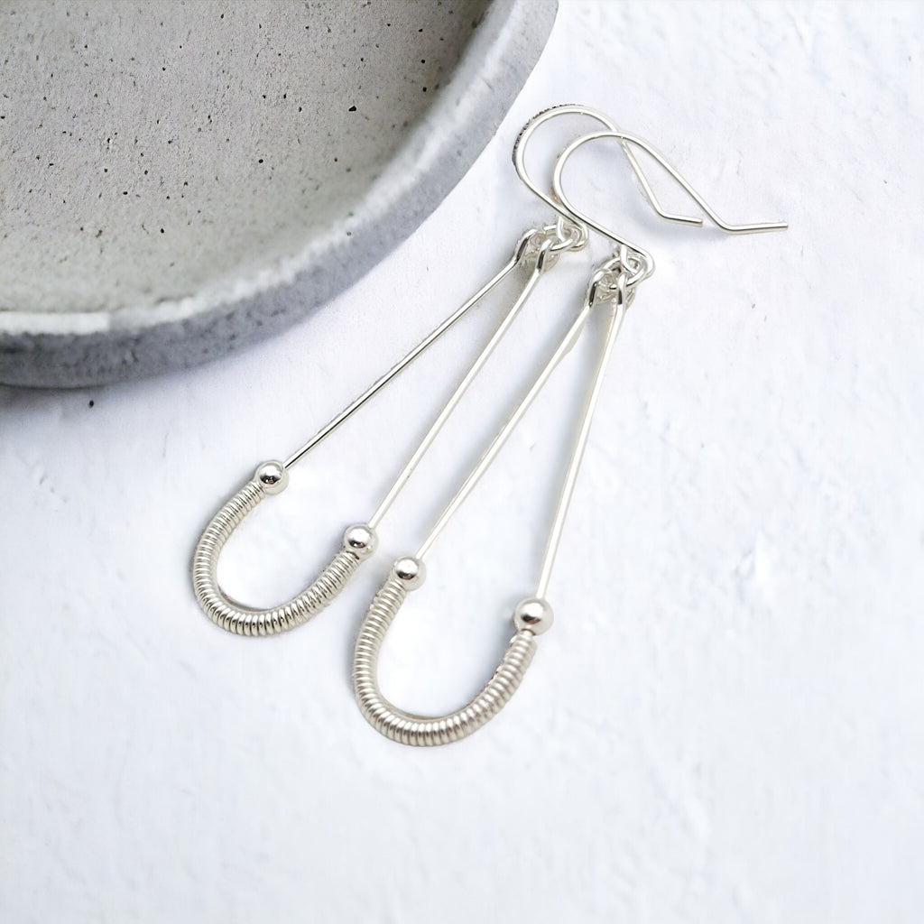 Harley - Silver & Silver Coil Earrings Bijou by SAM