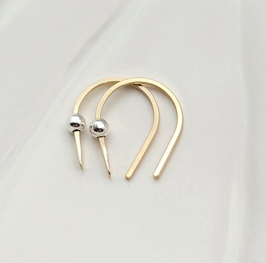 Hugs - Gold with Silver Earrings Bijou by SAM