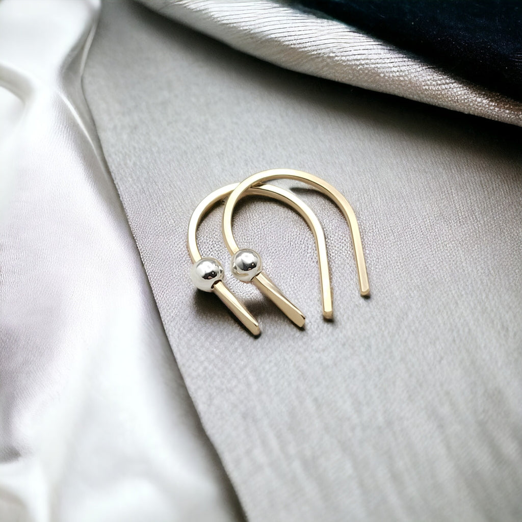 Hugs - Gold with Silver Earrings Bijou by SAM