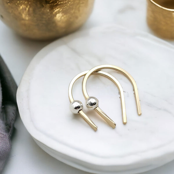 Hugs - Gold with Silver Earrings Bijou by SAM