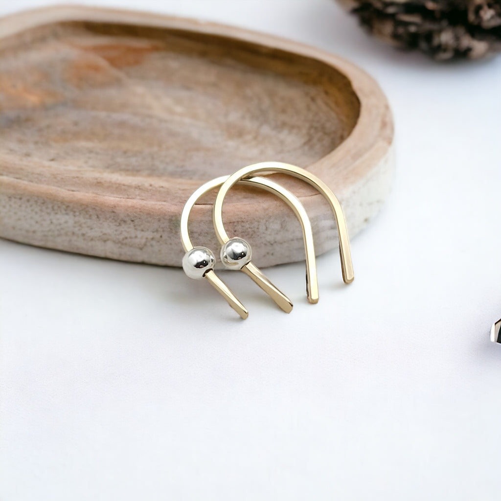 Hugs - Gold with Silver Earrings Bijou by SAM