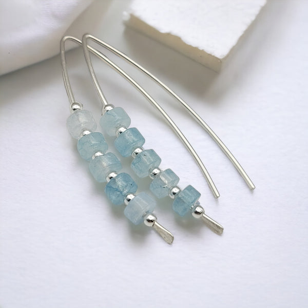 Wish - Silver & Aquamarine Earrings Etsy
