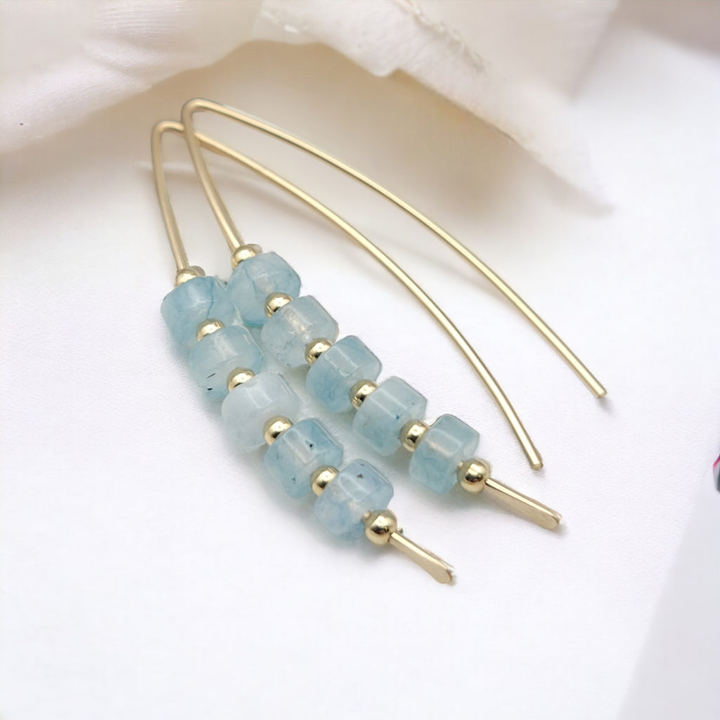 Wish - Gold & Aquamarine Earrings Bijou by SAM
