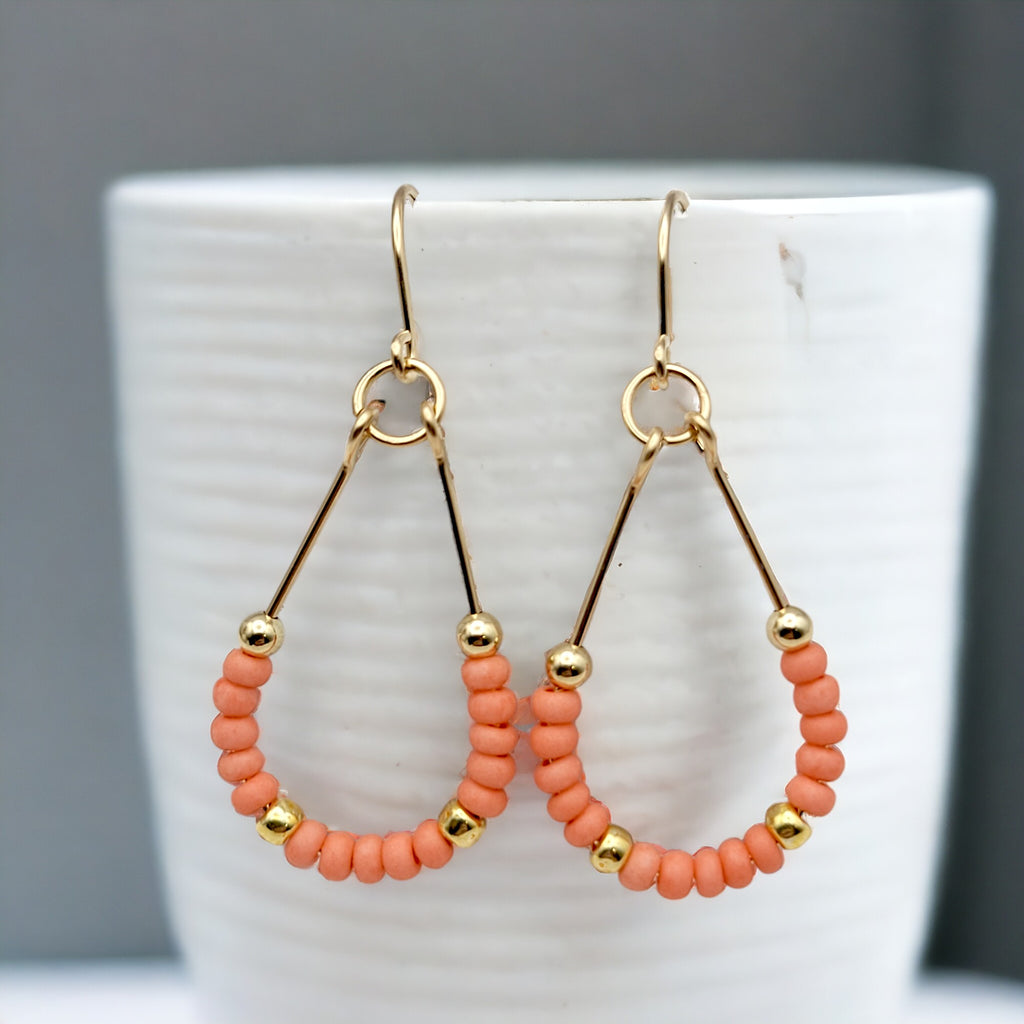 Lane - Gold & Coral Earrings Bijou by SAM