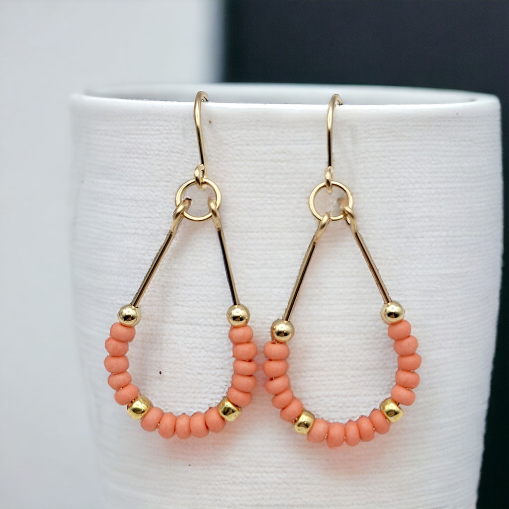 Lane - Gold & Coral Earrings Bijou by SAM   