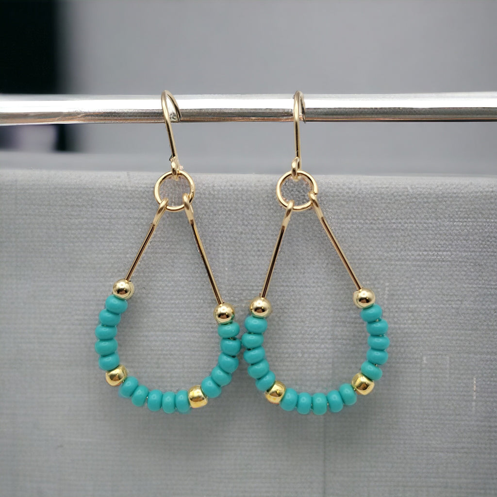 Lane - Gold & Teal Turquoise Earrings Bijou by SAM