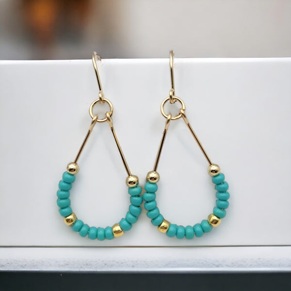 Lane - Gold & Teal Turquoise Earrings Bijou by SAM