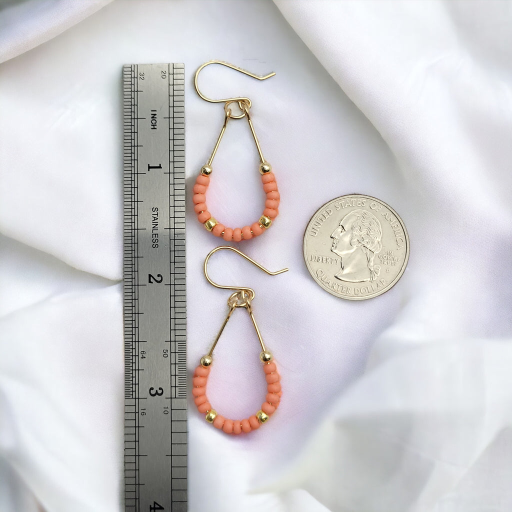 Lane - Gold & Coral Earrings Bijou by SAM   