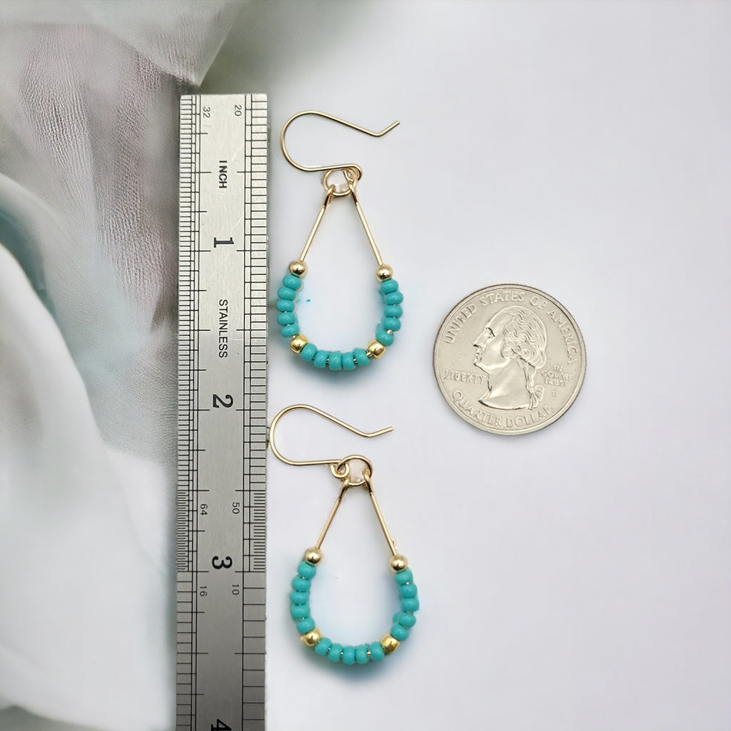 Lane - Gold & Teal Turquoise Earrings Bijou by SAM