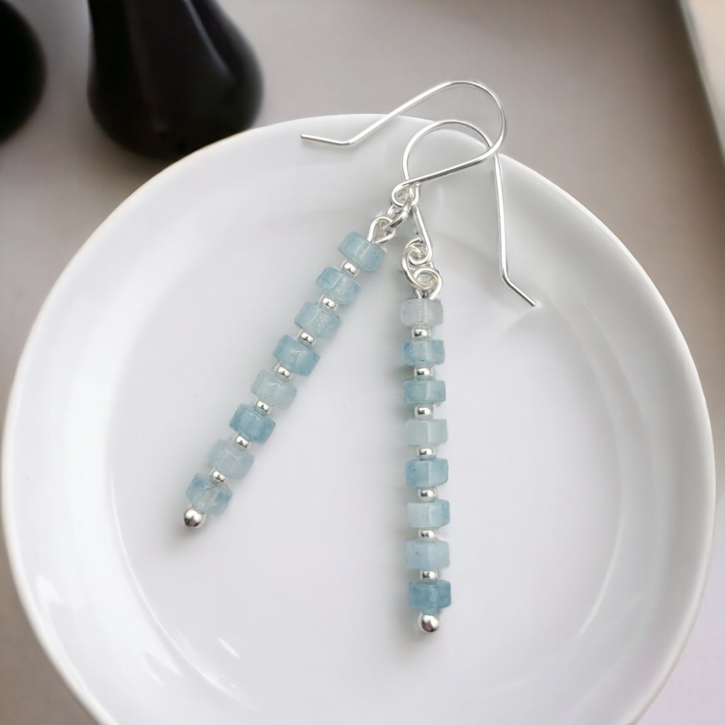 Boho - Aquamarine & Silver Earrings Bijou by SAM