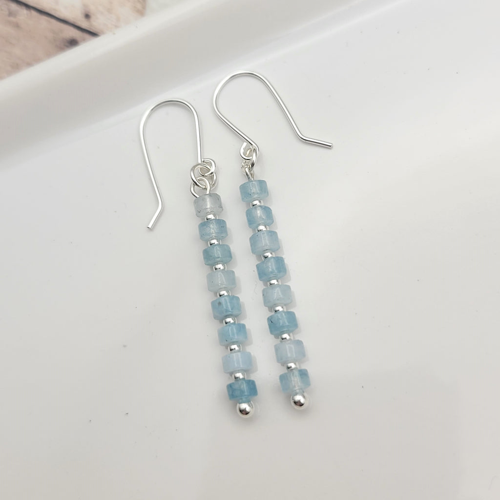 Boho - Aquamarine & Silver Earrings Bijou by SAM   