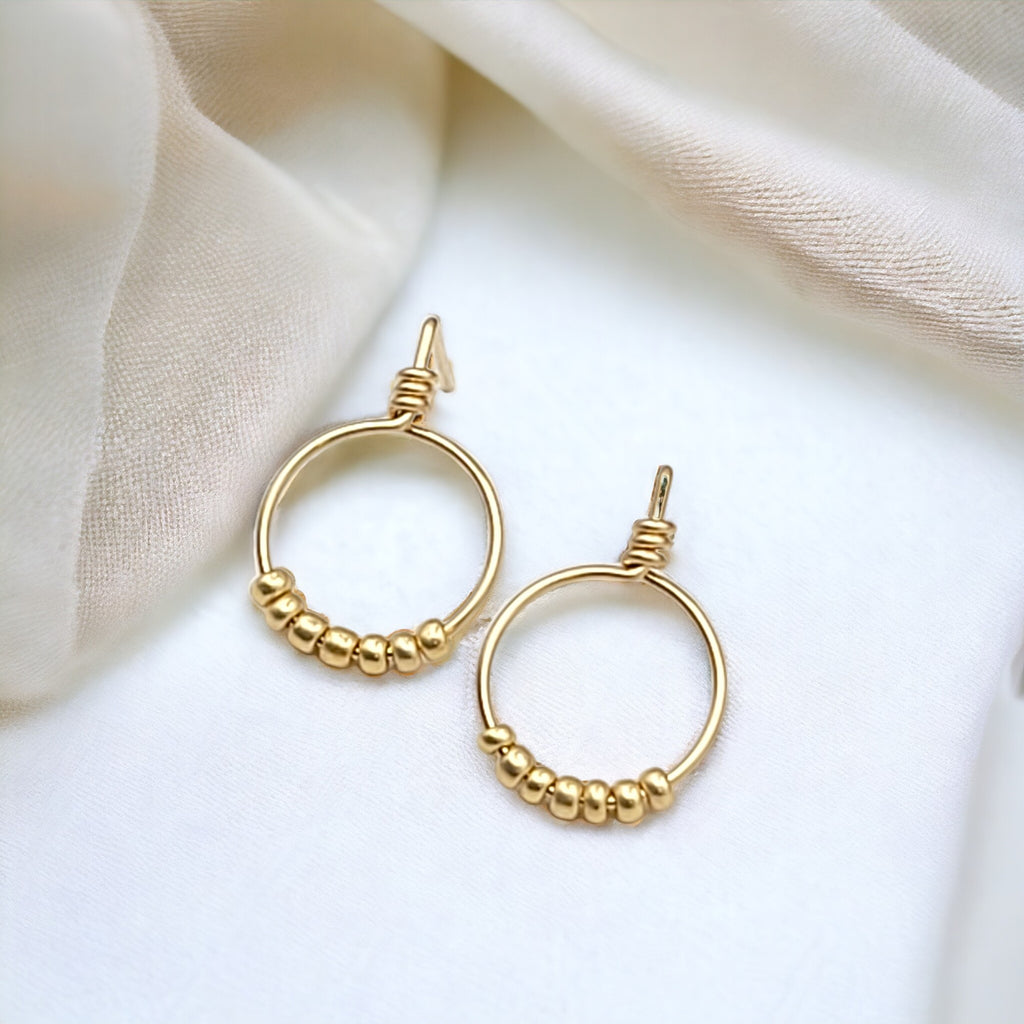 Aiden - Gold Beaded Studs Earrings Bijou by SAM