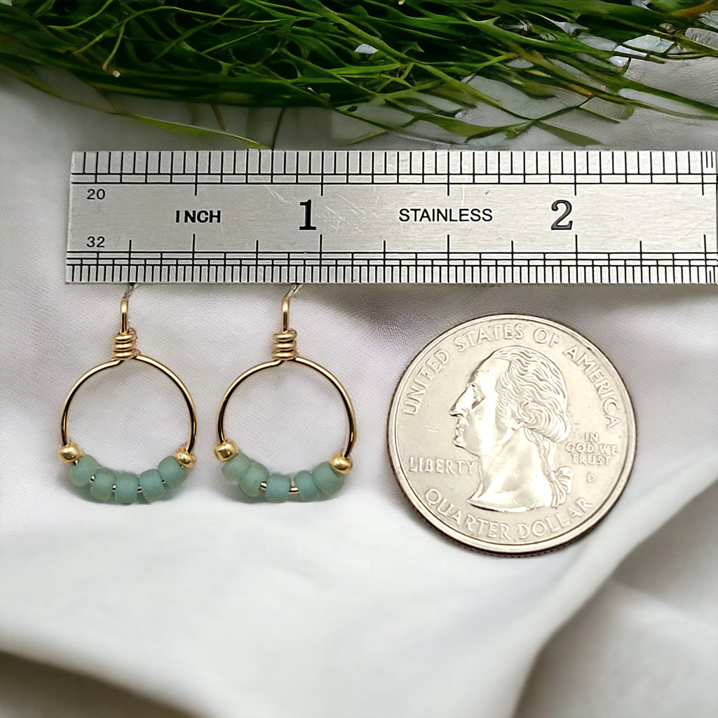 Aiden - Gold & Sea Glass Hoops Earrings Bijou by SAM