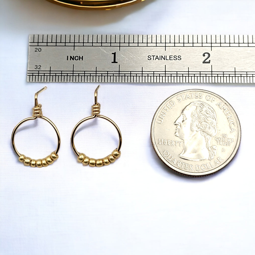 Aiden - Gold Beaded Studs Earrings Bijou by SAM