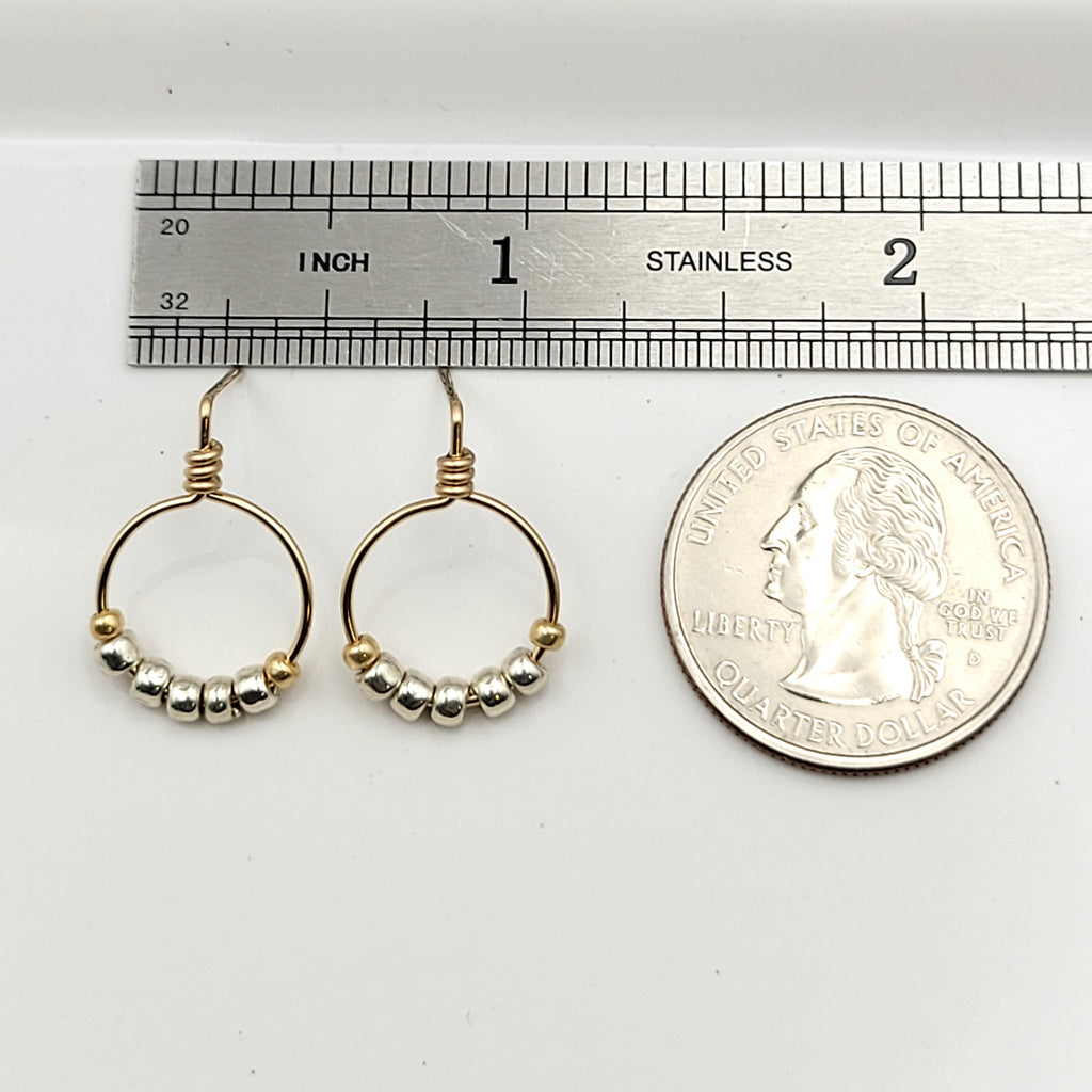 Aiden - Gold & Silver Beaded Studs Earrings Bijou by SAM