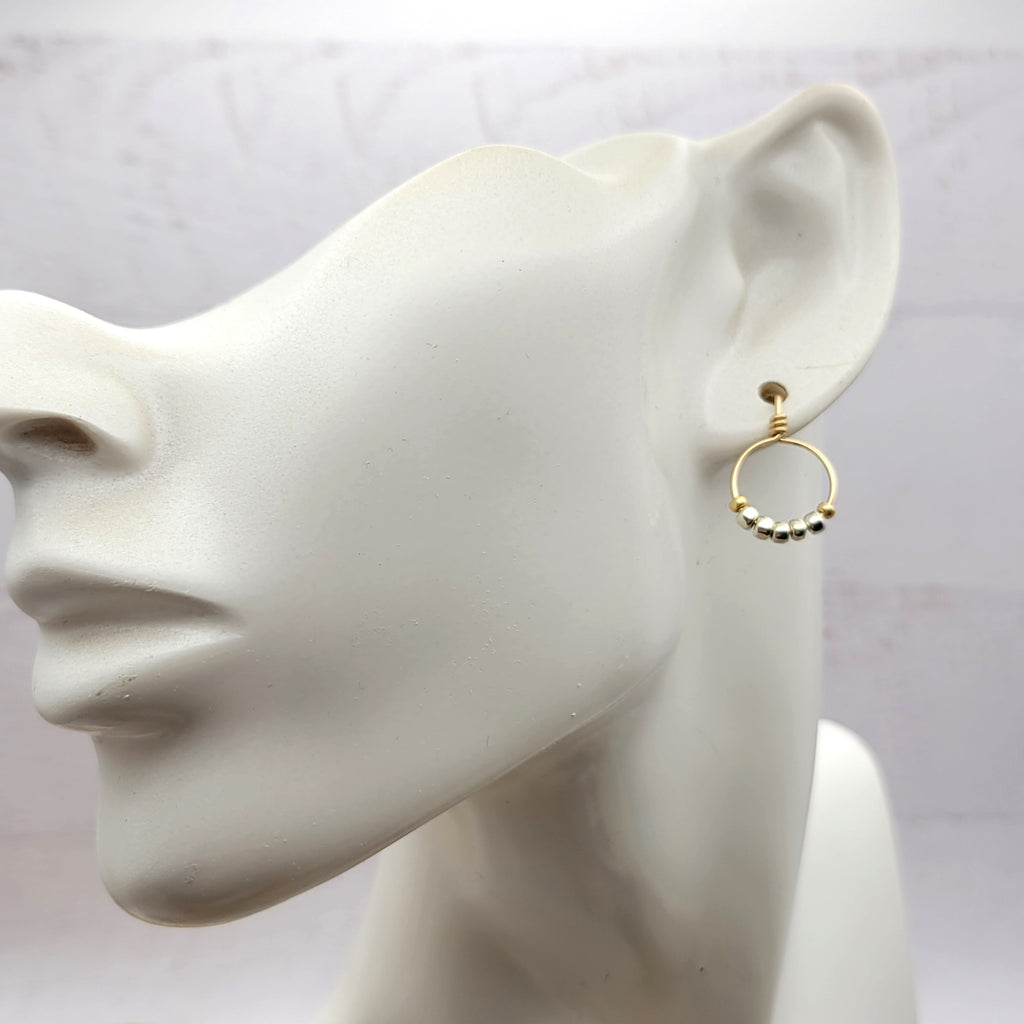 Aiden - Gold & Silver Beaded Studs Earrings Bijou by SAM