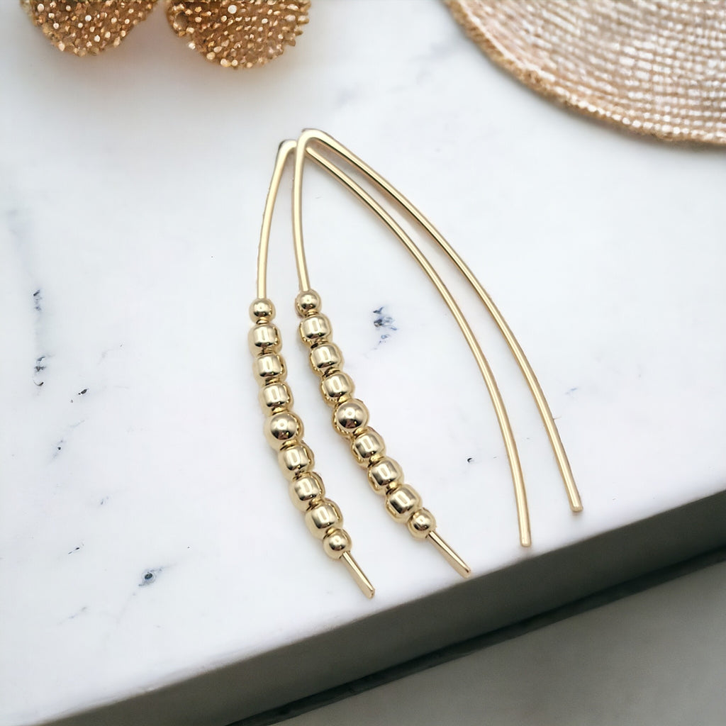 Wish - Gold with Gold Beads Earrings Bijou by SAM