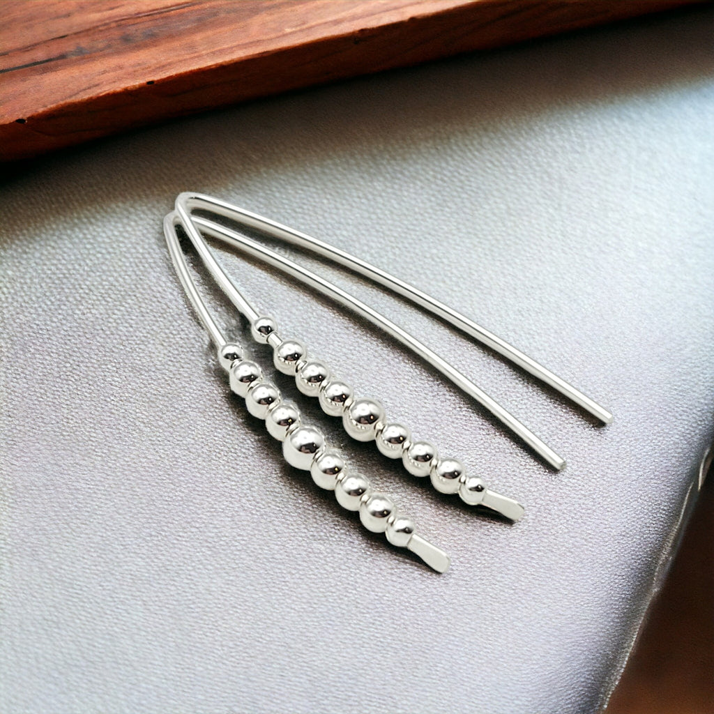 Wish - Silver with Silver Beads Earrings Bijou by SAM