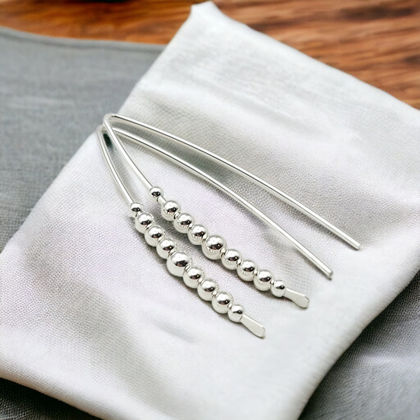 Wish - Silver with Silver Beads Earrings Bijou by SAM